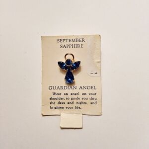 Blue Sapphire Guardian Angel Pendant